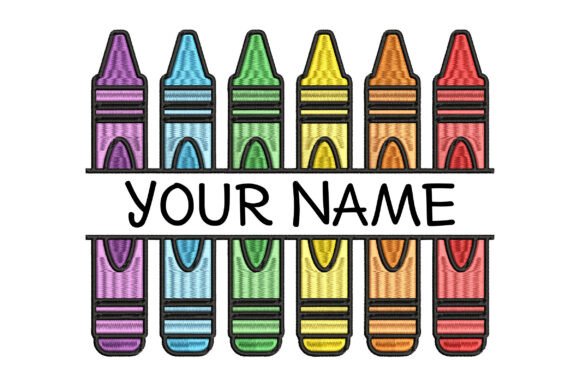 Colorful Crayons Embroidery Design