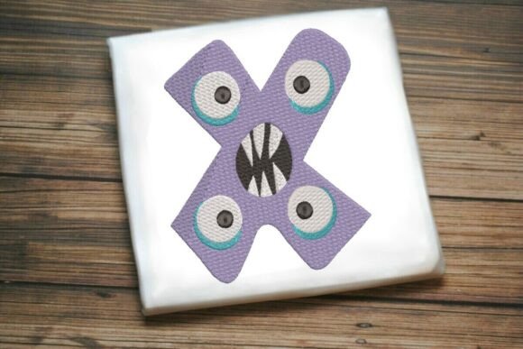 Fun Monster Alphabet Letter X Embroidery Design