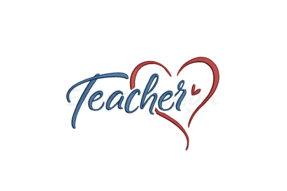 Teacher Heart Embroidery Design