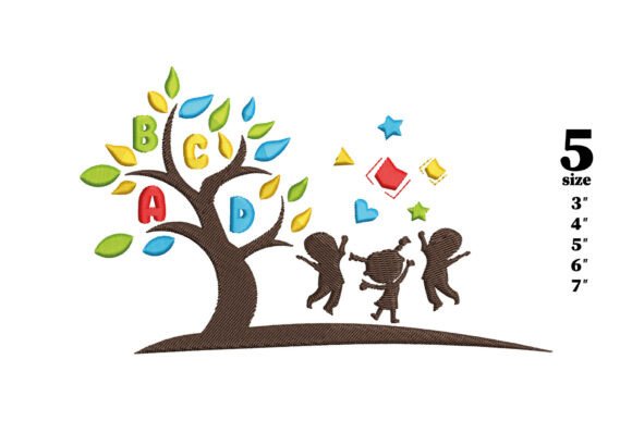 The Magic of Early Learning: Bringing Joy to Education with the Children Playing, Learning Tree Embroidery Design