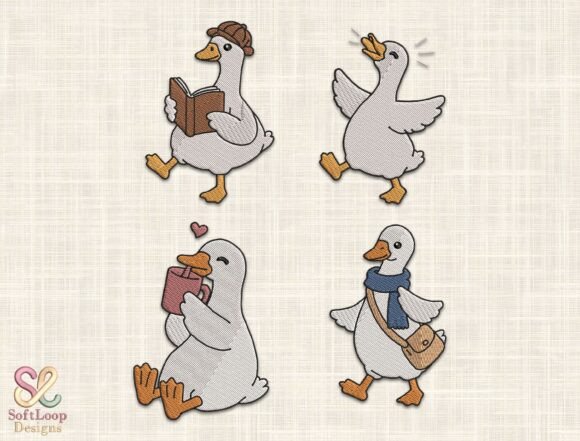 Whimsical Goose Embroidery Design Bundle